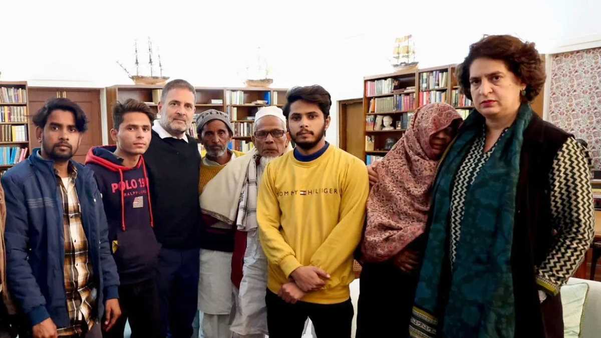 संभल हिंसा के पीड़ित परिवारों से मिले राहुल गांधी-प्रियंका